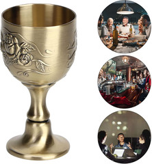 Communion Cups, Vintage Chalice Goblet Flower Embossed Gold Wine Glasses Europea
