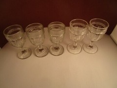 EAPG Westmoreland Specialty Staple Wellington Set of 5 Clear Glass Wine Goblets