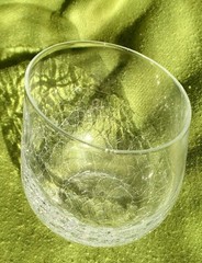 Pier 1 Angled Rim Crackle Double Old-Fashioned Clear Tumbler Glass