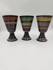 Garden Terrace Set Of 3 Ceramic Wine / Water Goblets