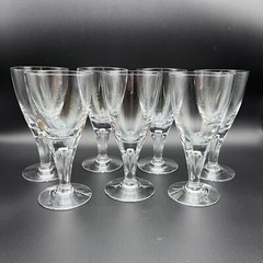 7 Skruf Clear Teardrop Air Bubble 6 oz Stockholm Wine Glasses 5 3/4″ Holiday