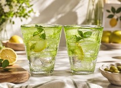 Kosta Boda Mine UVH Green Art Glass Tumblers Set of 2 Sweden Ulrica HV 4.5”