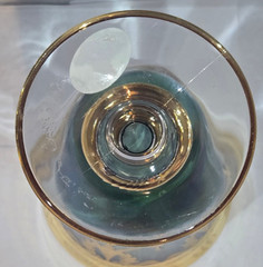 Arti Italica Medici Crystal Wine Goblet, Teal-Blue, 24K Gold-Plate Etching & Tri