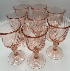 Arcoroc France Luminarc Rosaline Pink Swirl Water Goblets Sold in Sets Of 2