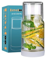 Clear Water Carafe & Glass Set for Nightstand, Bathroom Dispenser, 18 OZ, Coaste
