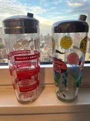 Vintage Drink Recipe 9 1/4″ 24 oz. Cocktail Shakers PAIR RARE