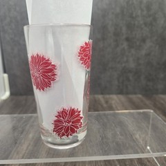Vintage MCM Floral Juice Glass Boscul Peanut Butter Collectible Dahlia Autumn