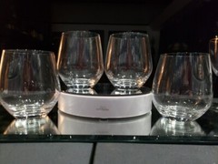 Set (4) Stemless Wine Glasses 4-1/4″ Tumblers- Crystal Lenox signed plain 16 oz.