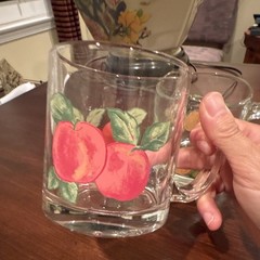 Set Of 2 Vintage Libby Glass Company Harvest Fruit Apple USA Coffee Tea Mugs