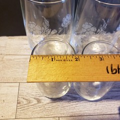 Vintage White Floral Drinking Glass Set Two Tumblers and Two Juice Glasses