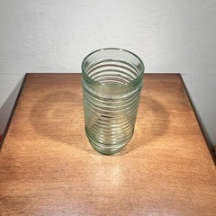 Vintage Anchor Hocking Green Glass Tumbler With Raised Rings Ribbed 16 Oz