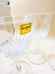 Set of 4 Vintage Luminarc USA Diamant Wine Glasses NOS Original Mailer Boxes NEW