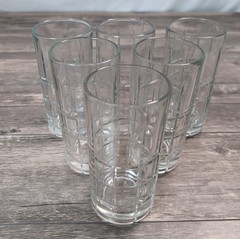 Anchor Hocking Tartan Manchester Clear Glass Iced Tea Tumblers Set Of 6 VTG