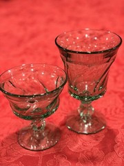 Vtg Fostoria Jamestown Green Glass Set 16pc Pitcher Water Goblets Sherbet Cups