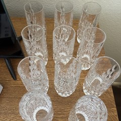11 Royal Doulton Diamond Cut Crystal Highball Glasses 6.25″ Tumblers-