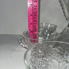 Vintage Anchor Hocking Glass Punch Bowl Set Base Stand Ladle Cups – Grapevine