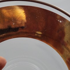 Vtg Set Of 4 Signed Culver 22k Gold Glass Fruit/Snack Bowls Florentine Pattern