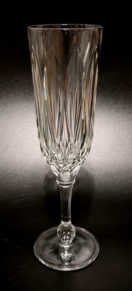 (467) 1-Single Cristal D’Arques CRA48 Champagne Glass W/ Faceted Ball On Stem