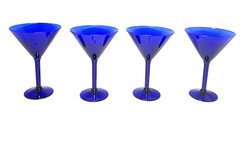 *Set of 4 Dark Cobalt Blue Martini Glasses 7″