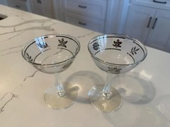 A Pair of 2: Libbey ‘Silver Leaf’ Champagne/Tall Sherbet (or Martini!) Glasses