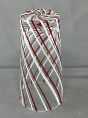 Vintage Red & White Swirl Candy Striped 6″ Tall Drinking Tumbler Glass