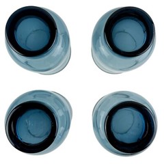 Vintage Libbey Tulip Dusky Blue Glasses Set of 4 Flat Tumbler Retro 12 oz 4.5″