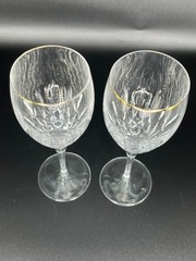 Set Of 2 Miller Rogaska Tulipe Crystal Wine Glasses High End Glassware
