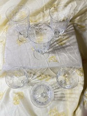 Set of 6 Fostoria Navarre Crystal 5 3/8″ Floral Etched Footed Water Tumblers