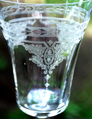 Vtg DECO Set 2 Morgantown CORINTH Water Goblets OPTIC ETCH 767 Stem 7654 c1931