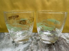 Pair of “Modern Sports Cars” Design 8 oz. Cocktail Glasses, RARE/Vintage, PO-VG