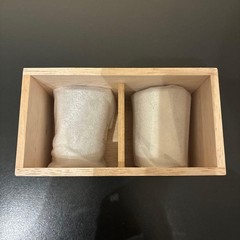Tajima Glass Edo Kiriko Yarai Guinomi Pair Red Blue With Box