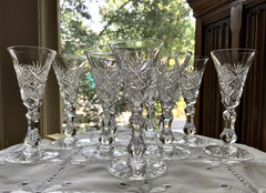 ELMIRA #17 AMERICAN BRILLIANT CUT GLASS SHERRY GLASSES (8) C.1903-1905
