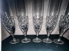 Waterford Comeragh 5 Elegant Champagne Crystal Flutes Vintage