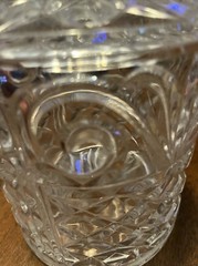 Fifth Avenue 24% Lead Crystal Biscuit Trinket Jar with Lid 8”Excellent Condition