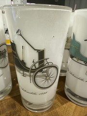 6 Vintage Antique Car Frosted Highball / Tumblers Drink Glasses – Mid Century