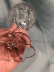 19thC Antique Hand Blown Cut Glass Goblet, Detailed Starburst 6.5 Inch Tall