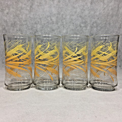 Lot of 4 Vintage Libbey Glass Harvest Golden Wheat Tumblers Cups