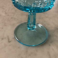 L G Wright Panel Grape Blue Opalescent Water Goblet 6”