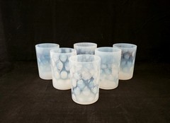 Fenton DOT OPTIC French Opalescent 9 3/4″ Crimped Rim Pitcher & 6 Tumblers