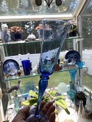 5 Cobalt Blue Lovers Variety Etched Wine Martini Champagne Flute Glasses