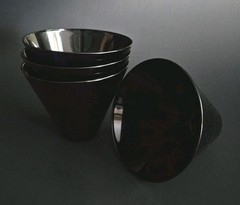Vintage 1970’s Libbey Jet Black Stemless Martini Glasses Set Of (4)