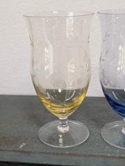 Vtg Lenox Butterfly Meadow Etched Iced Tea Water Goblets Set 3 Assorted Colors