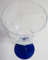 Weston WGL2 Gray Cut Floral Clear Bowl Cobalt Blue Foot – Wine Glass
