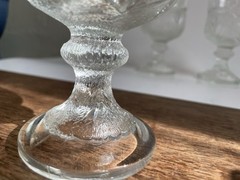Vintage Indiana Glass Crystal PEBBLE LEAF Clear 6oz. Water Juice 3 Goblets