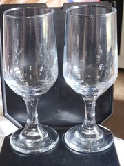 4 VTG Thick Stem Wine Glasses Goblet Mid Century Barware Hand Blown