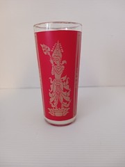 Vintage 1960s MCM Culver MANDALAY Red Siam Thai Goddess Glass Tumbler