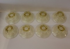 SET OF 8 VINTAGE CAMBRIDGE GLASS GOLD KRYSTOL YELLOW GEORGIAN HONEYCOMB SUNDAES