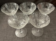 Lotus Bridal Bouquet tall sherbet/sorbet/saucer champagne Lot Of 5