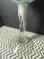 Hand Blown Aqua Art Glass Goblet – Mexican Hock Style – Seafoam – Unmarked