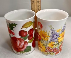 Roy Kirkham Bone China Mugs Covent Garden Summer Garden Set England Floral Fruit